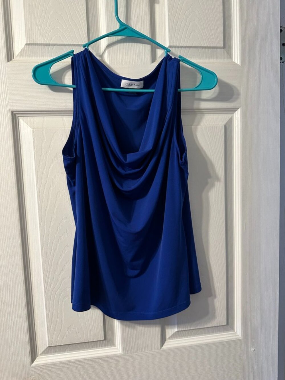 Cobalt Blue Calvin Klein Cowl Neck Dress Tank Top.  Size Large.